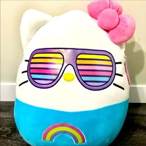 NWT RTF HTF Squishmallow 2021 Hello Kitty Jumbo Plush Rainbow Kitty Sung…